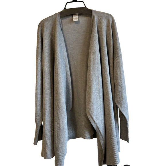Terra & Sky Women's Open Draped Front Cardigan 2X (20-22W) Gray - Picture 1 of 13